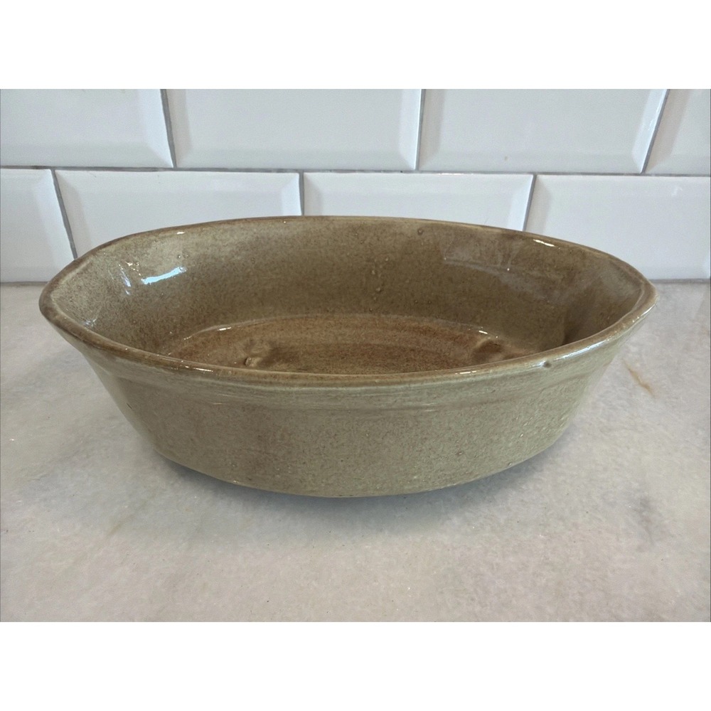 Handcrafted Studio Pottery Tan/olive Planter Oval Organic Shape